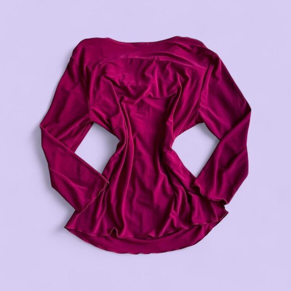 Vintage Y2K Magenta Cowl Neck Top with Lace Cami Insert – Fits Medium - Picture 5 of 6